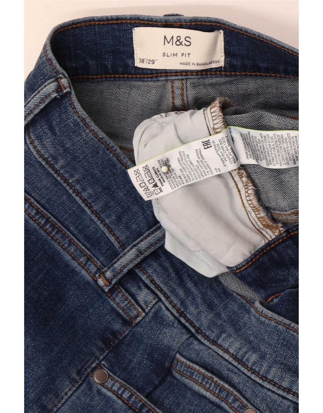 Marks & Spencer Jean Slim Homme W38 L29 Bleu Coton