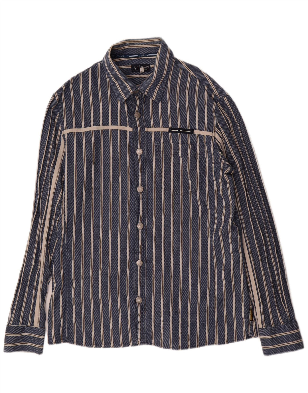 ARMANI JEANS Chemise Homme 2XL Bleu Rayé