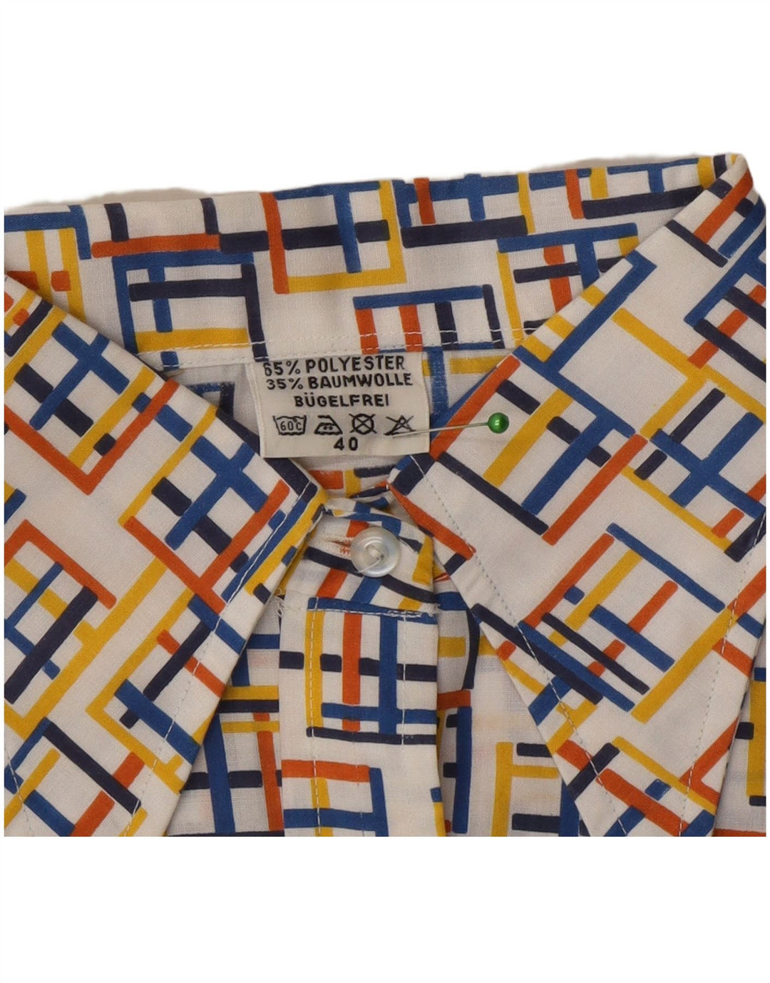 Chemisier chemise femme vintage EU 40 Polyester géométrique multicolore moyen