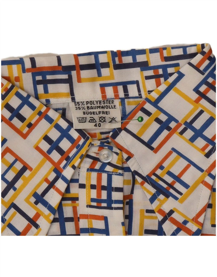 Chemisier chemise femme vintage EU 40 Polyester géométrique multicolore moyen