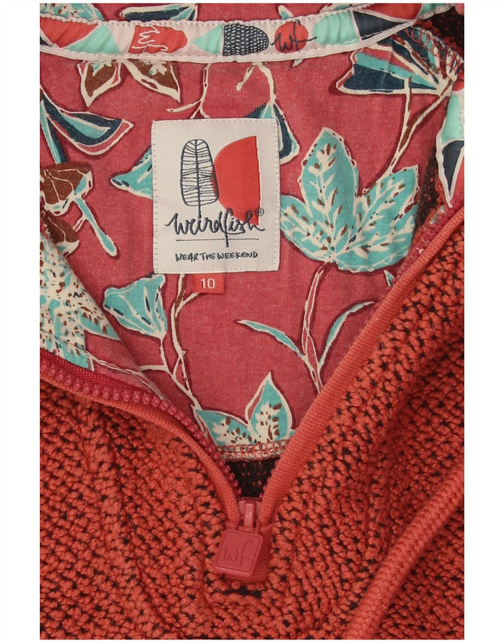 Weird Fish Sweat-shirt surdimensionné à col zippé pour femme UK 10 Petit Orange