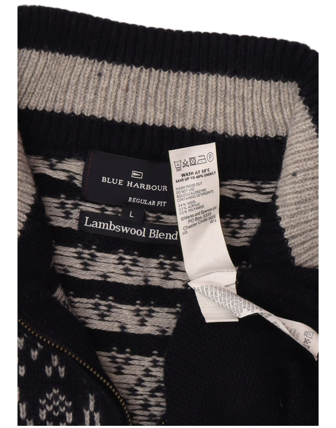 Marks & Spencer Pull à col zippé Blue Harbor pour hommes, grand bleu marine