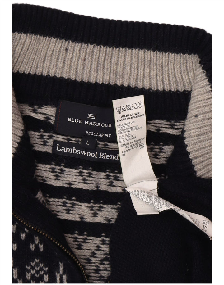 Marks & Spencer Pull à col zippé Blue Harbor pour hommes, grand bleu marine