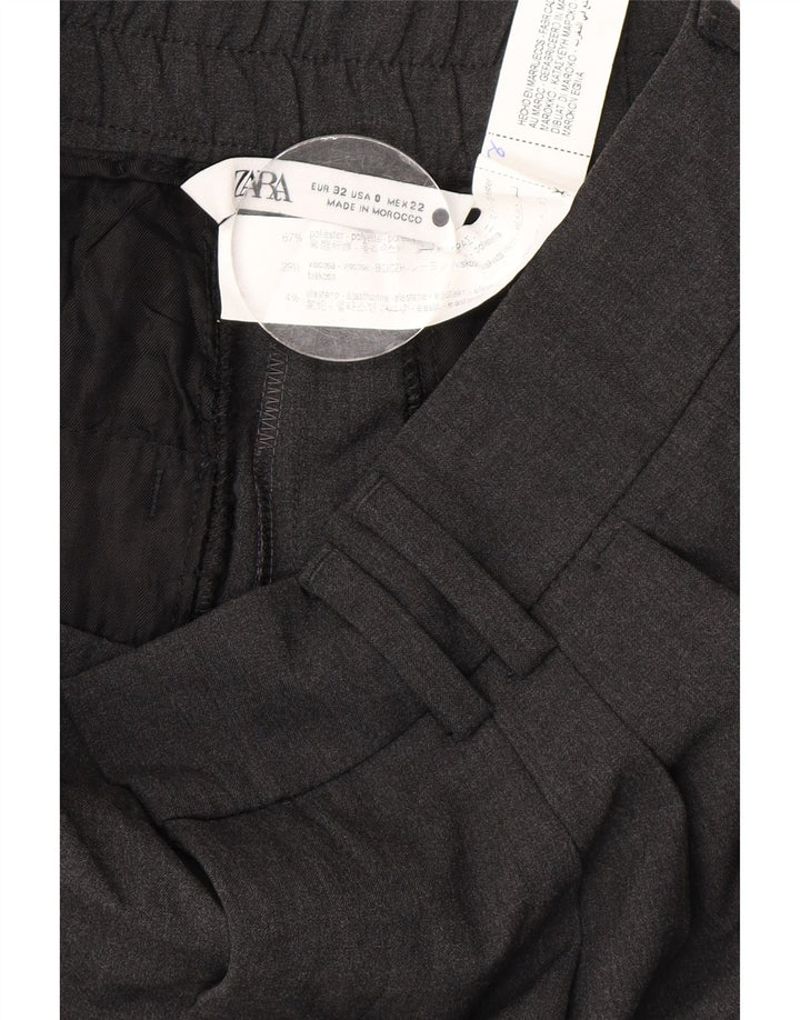 Zara Pantalon de costume à chevilles pour femme EU 32 2XS W22 L26 Gris Polyester