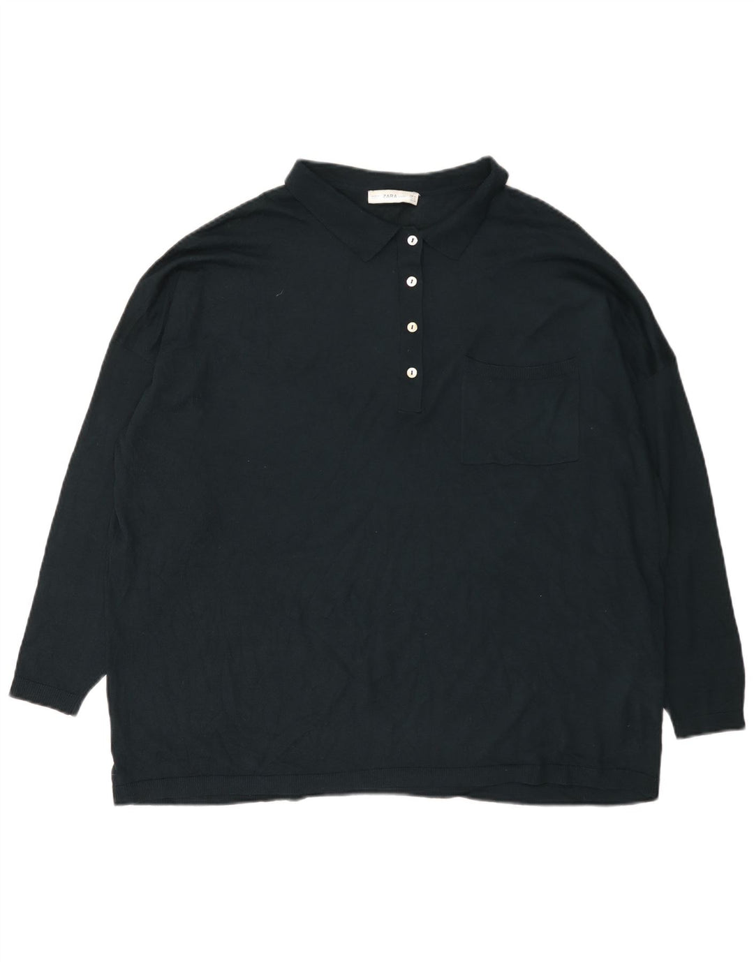 Zara Pull surdimensionné à col polo pour femme UK 14 Modal vert moyen