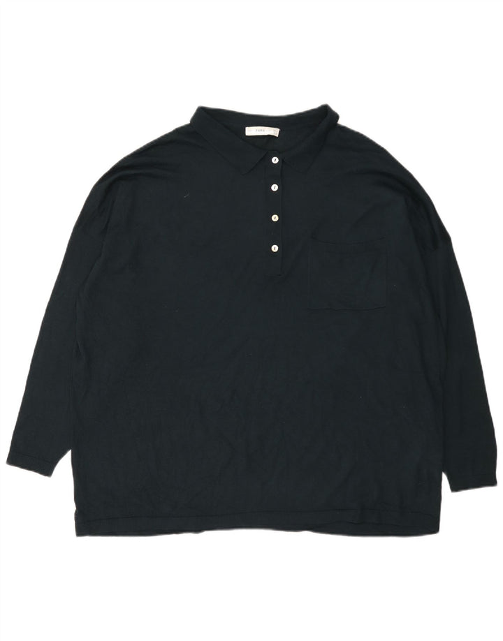 Zara Pull surdimensionné à col polo pour femme UK 14 Modal vert moyen