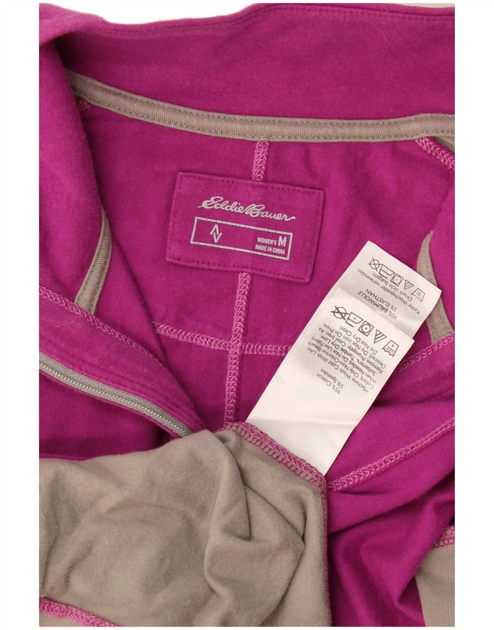 Eddie Bauer Haut à col zippé et manches longues pour femme UK 12 Violet moyen Colourblock