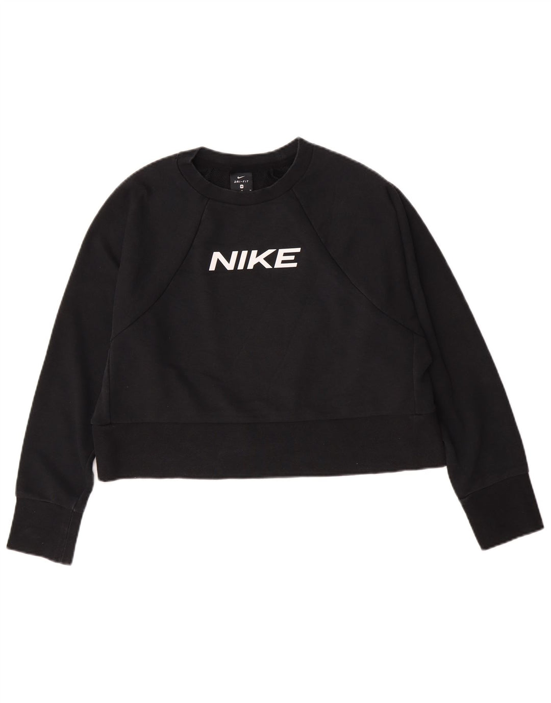 Nike Womens Crop Graphic Sweatshirt Jumper UK 14 Moyen Noir Coton