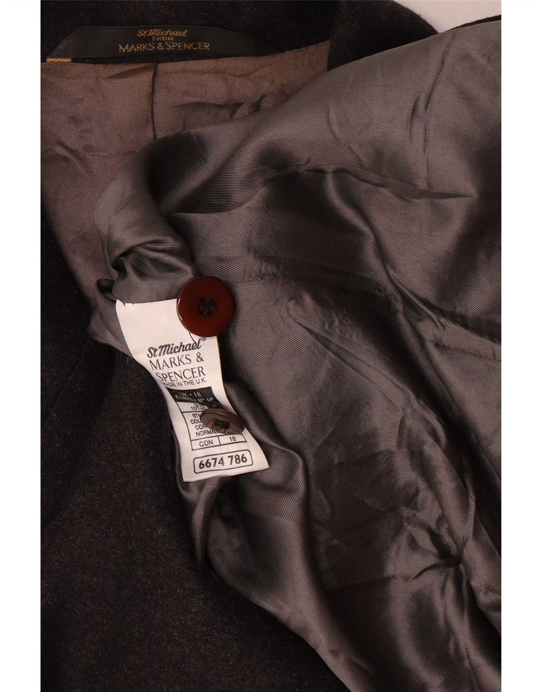 Marks & Spencer Veste Blazer 5 Boutons Femme UK 18 XL Laine Grise