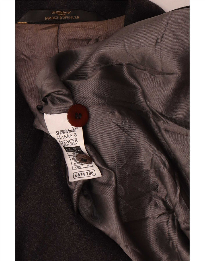 Marks & Spencer Veste Blazer 5 Boutons Femme UK 18 XL Laine Grise