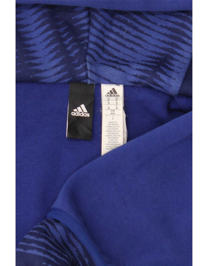 Adidas Pull à capuche zippé pour homme en coton bleu moyen