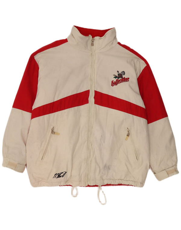 vintage Mens Graphic Coupe-vent Veste UK 40 Grand Colorblock Blanc