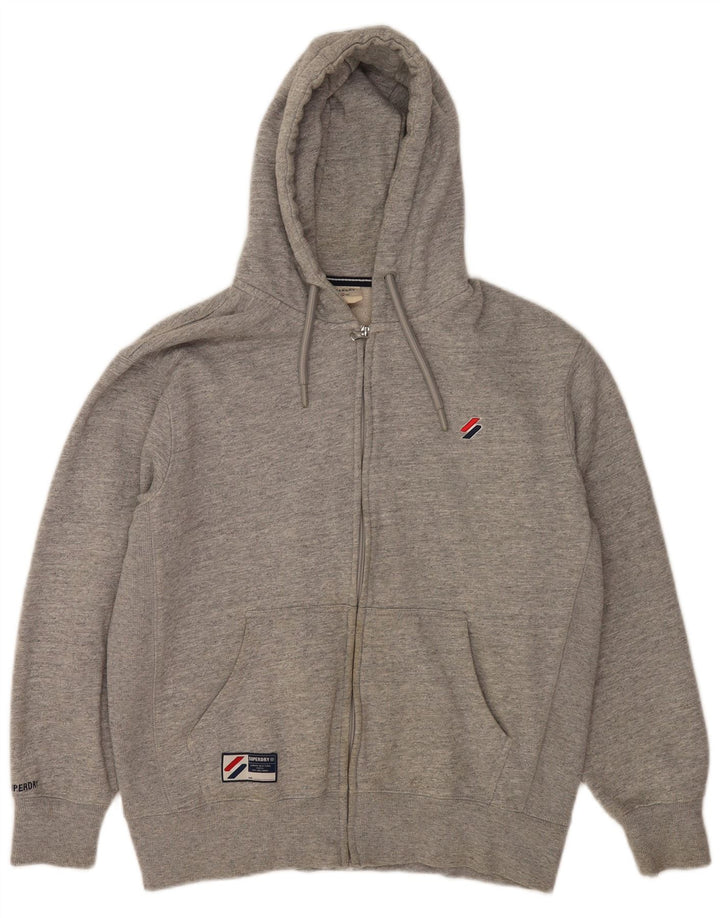 Superdry Pull à capuche zippé XL en coton gris pour homme