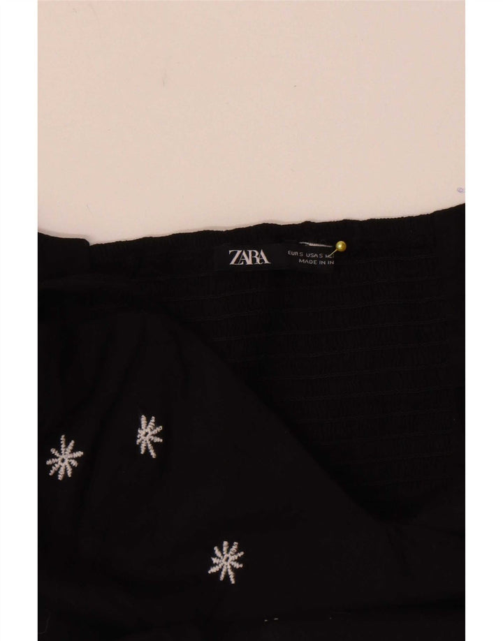 Zara Robe d'été pour femme UK 8 Small Noir Floral