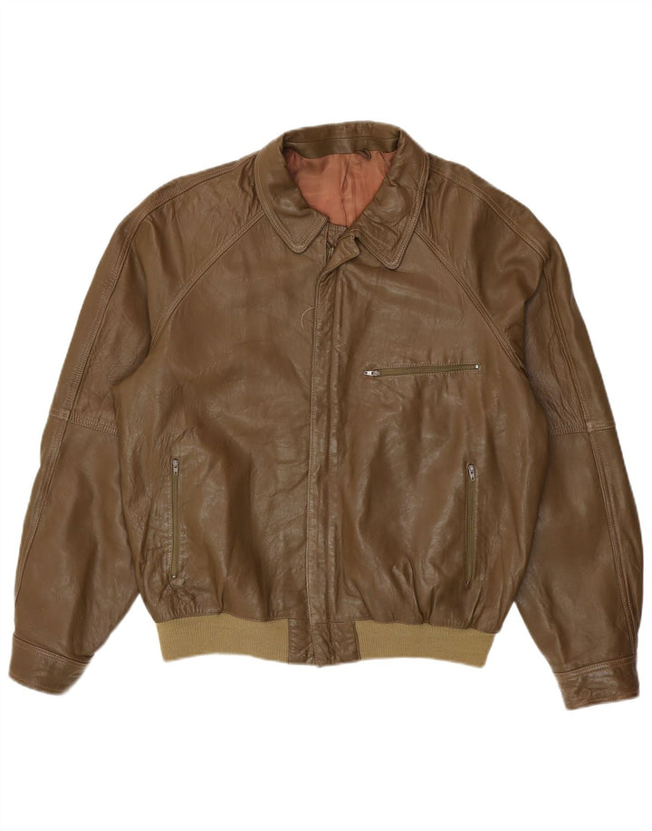 Veste en cuir homme vintage IT 48 Cuir vert moyen