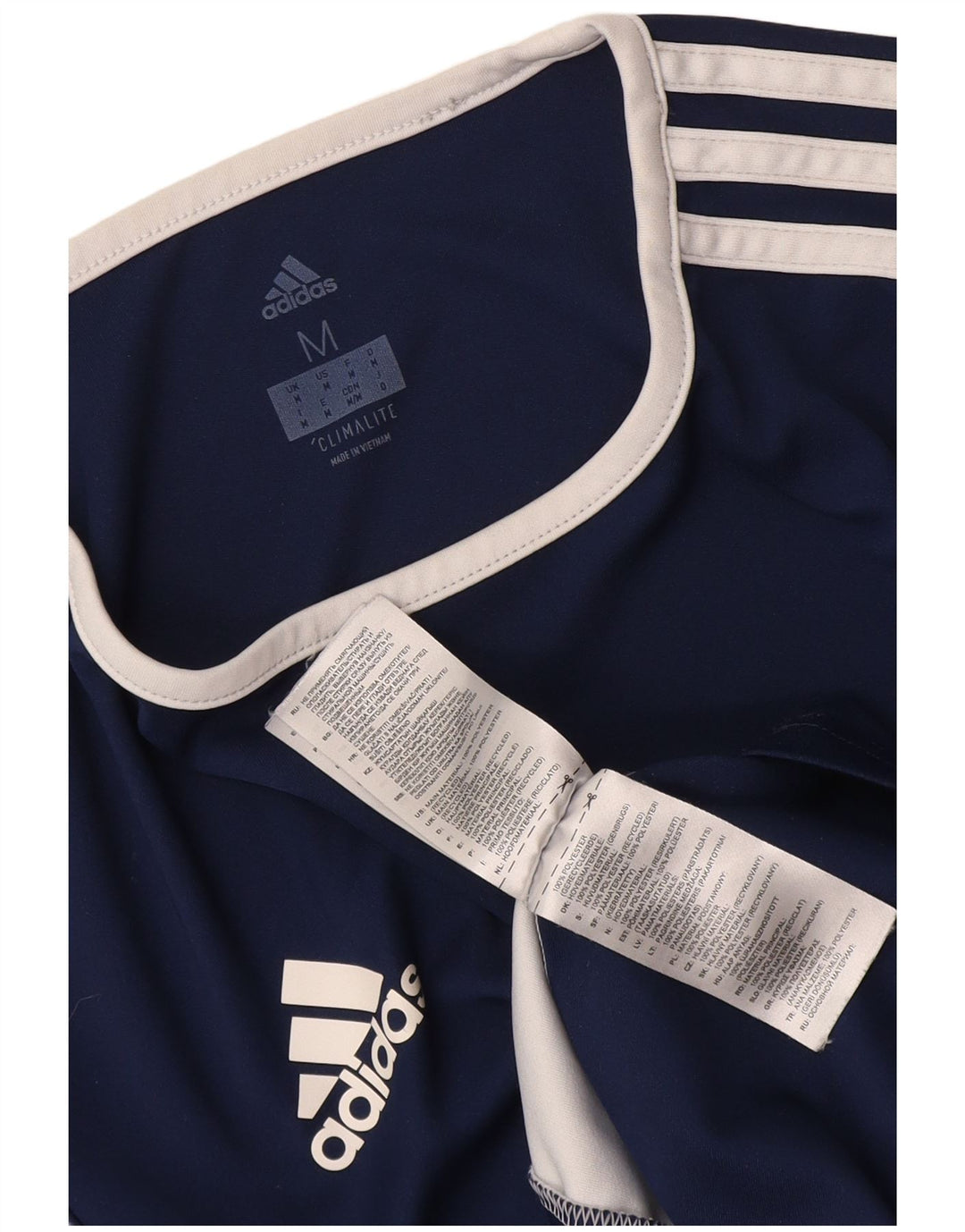 Adidas Hommes Climalite T-Shirt Top Bleu Marine Colorblock Polyester