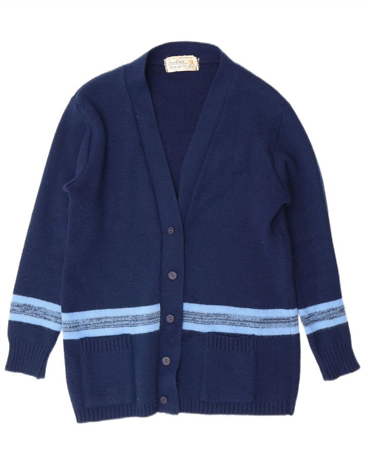 SUNFLAIR Womens Cardigan Sweater IT 42 Medium Navy Blue Striped Acrylic
