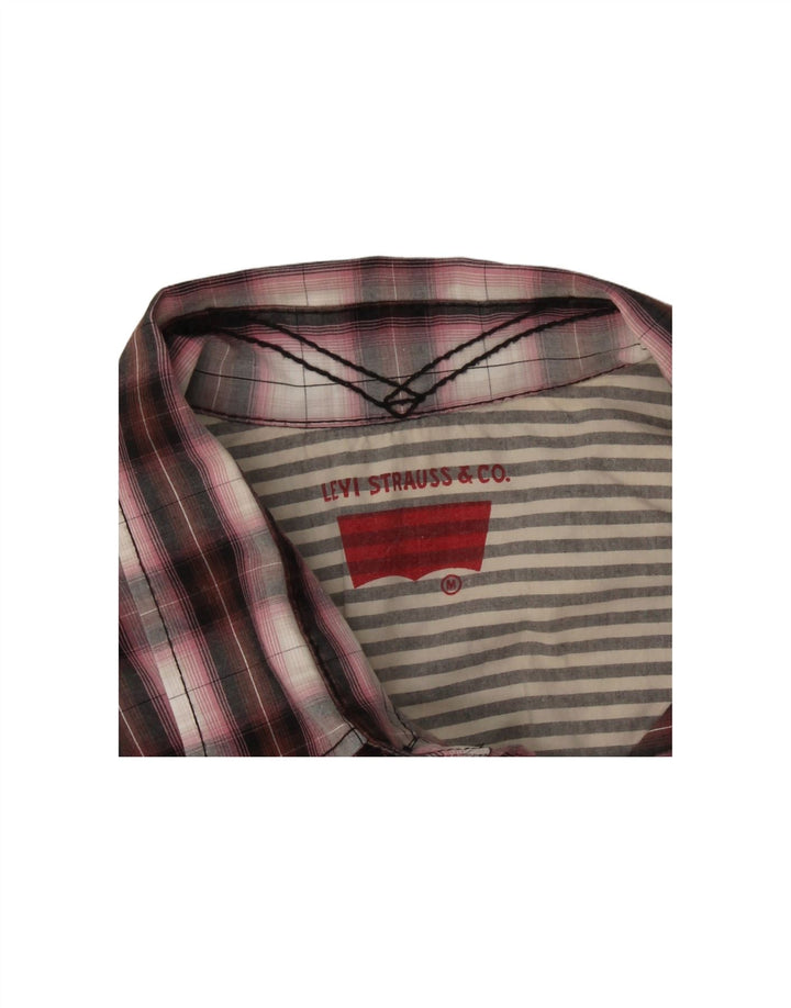 LEVI'S Mens Short Sleeve Shirt Medium Pink Check Cotton Vintage Levi's and Second-Hand Levi's from Messina Hembry 