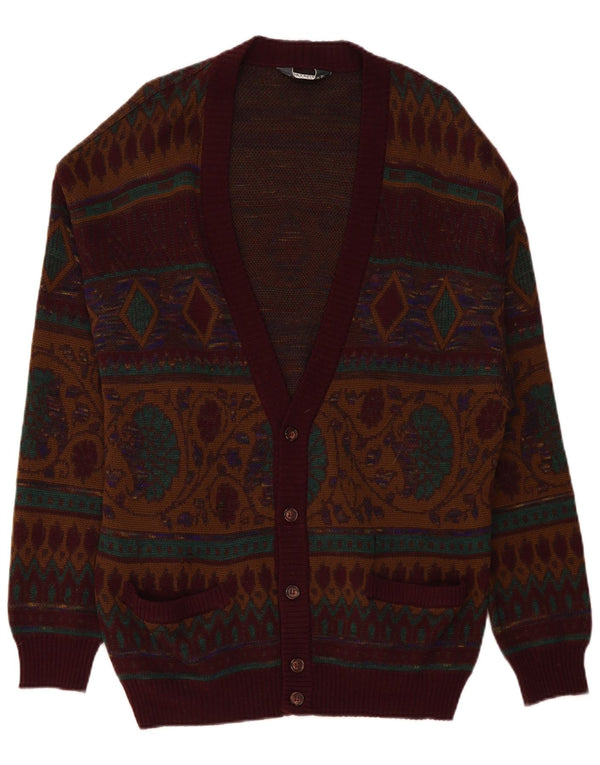 DALMINE Cardigan pour homme en laine bordeaux grande taille