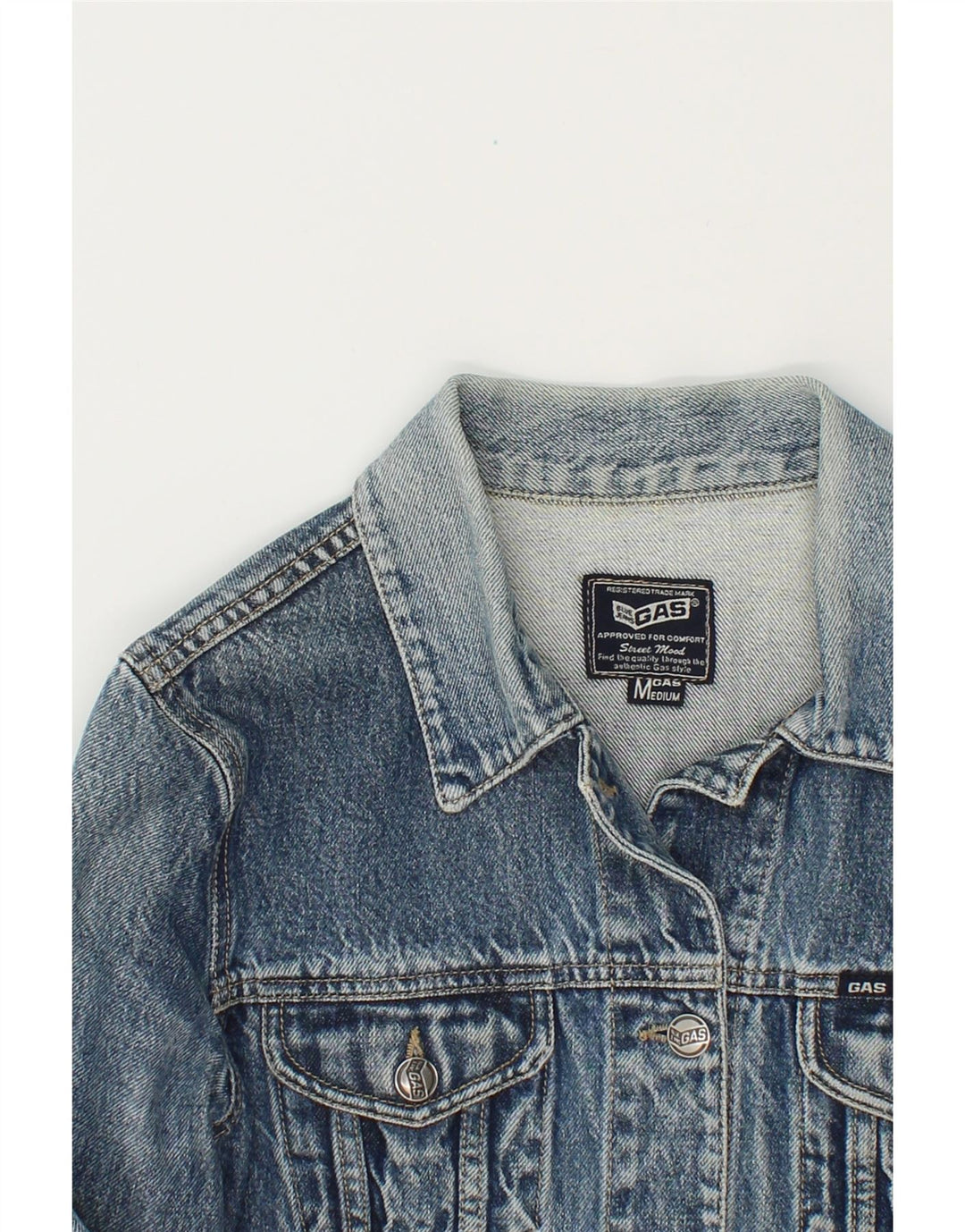 GAS Womens Denim Jacket UK 12 Medium Blue Cotton Vintage Gas and Second-Hand Gas from Messina Hembry 