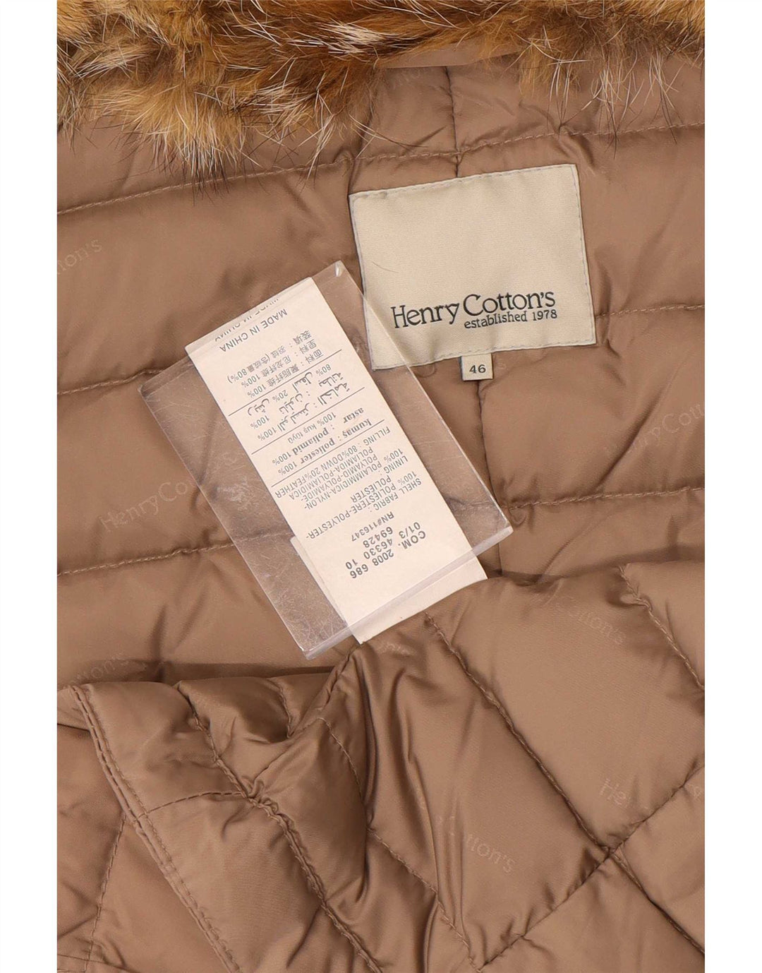 Henry Cottons Veste matelassée pour femme IT 46 Large Marron Polyester