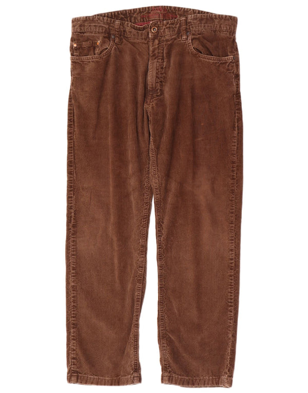 Zara Pantalon droit en velours côtelé pour homme EU 44 Large W34 L28 Coton marron