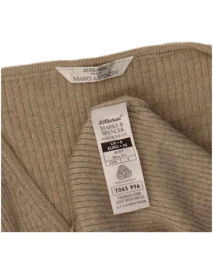 Marks & Spencer Pull St. Michael à col en V pour femme UK 8 Small Beige