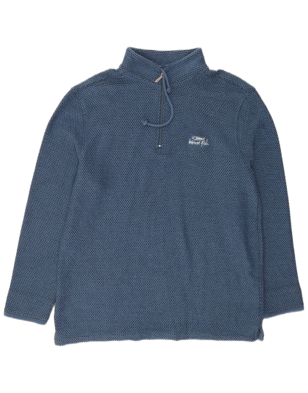 Weird Fish Sweat-shirt col zippé pour homme XL en coton bleu