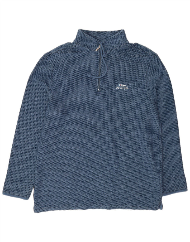 Weird Fish Sweat-shirt col zippé pour homme XL en coton bleu