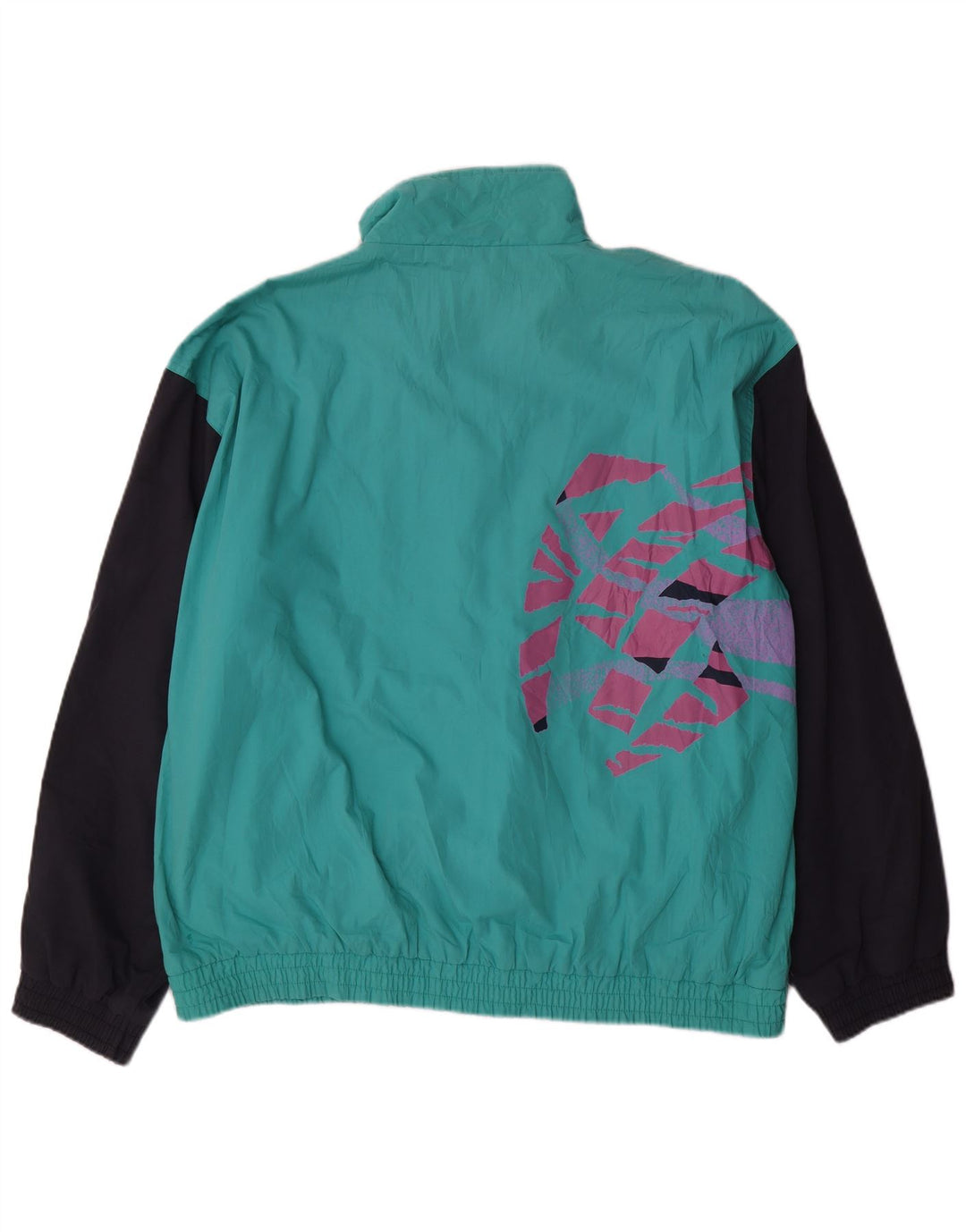 VINTAGE Veste de survêtement pour homme XL Turquoise Colourblock Polyester