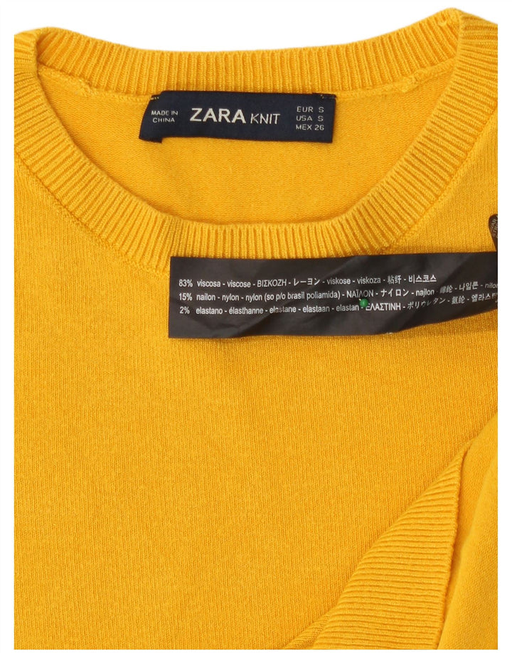 Zara Pull ras du cou pour femme UK 10 Petit Jaune