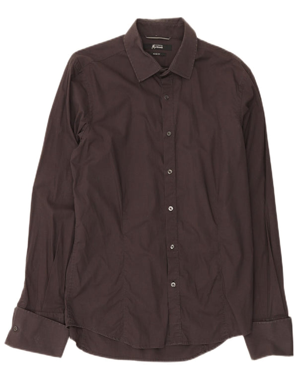 Guess By Marciano Chemise formelle coupe slim pour homme en coton marron moyen