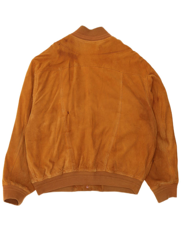 veste bomber en daim femme vintage UK 18 XL Marron