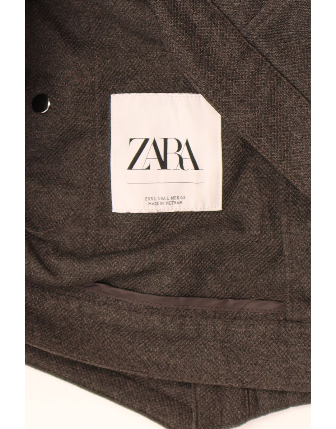 Zara Veste bomber matelassée zippée pour homme UK 40 Large Gris