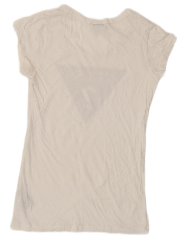 Guess Womens Graphic T-Shirt Top UK 10 Small White Cotton