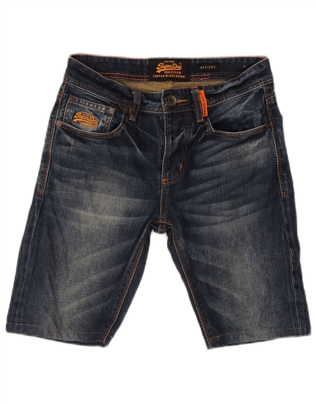 SUPERDRY Short en Jean Officier W28 Petit Bleu Coton Homme