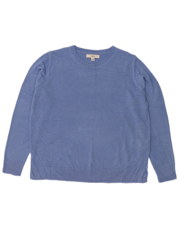 Marks & Spencer Pull col bateau pour femme UK 14 Grand Bleu Acrylique