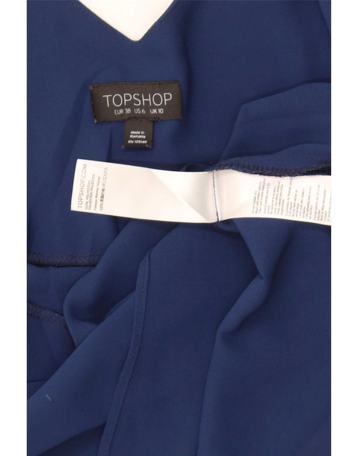 Topshop Femme Cami Top UK 10 Petit Bleu Marine Polyester