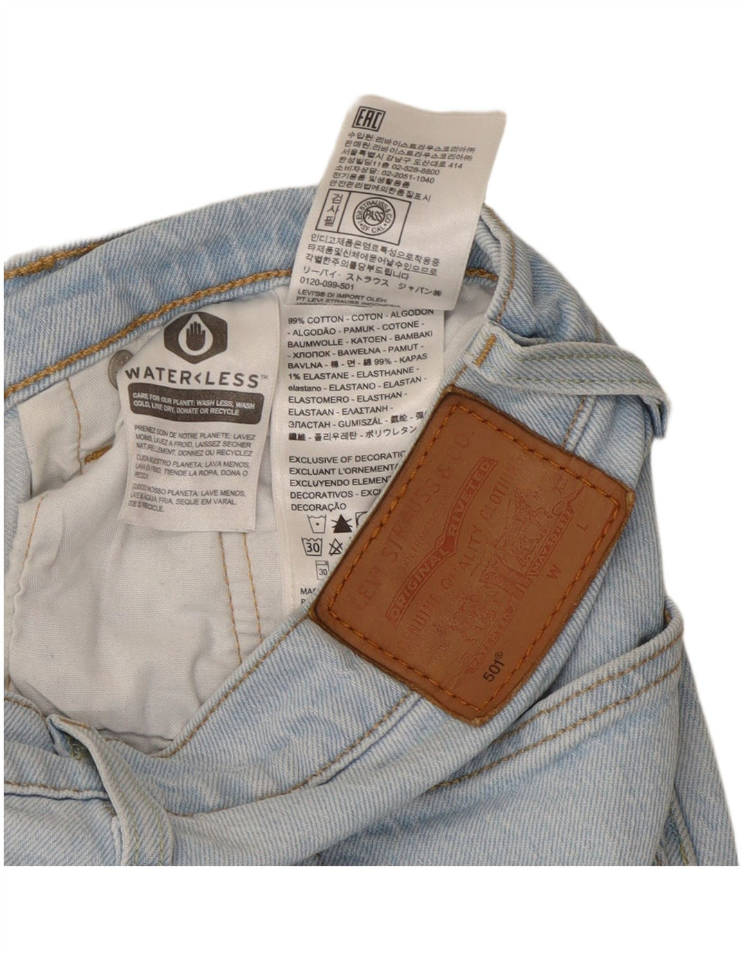 Levi's Jean Droit 501 Femme W27 L26 Bleu Coton