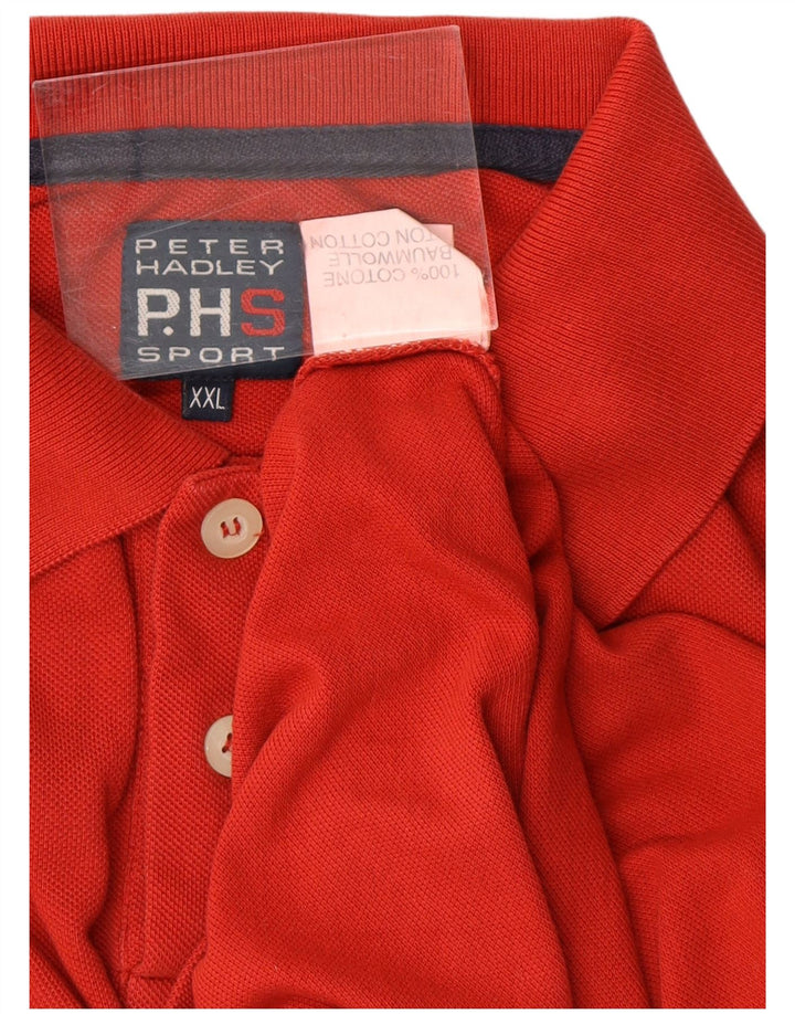 PETER HADLEY Polo à manches longues pour homme 2XL Rouge Coton