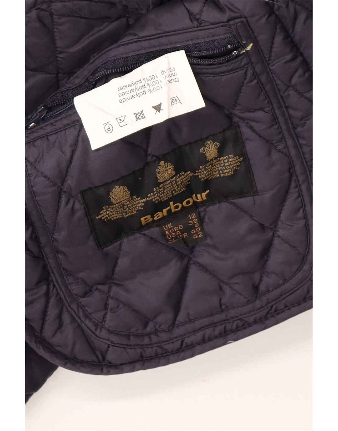 Barbour Veste matelassée pour femme UK 12 Polyester bleu marine moyen