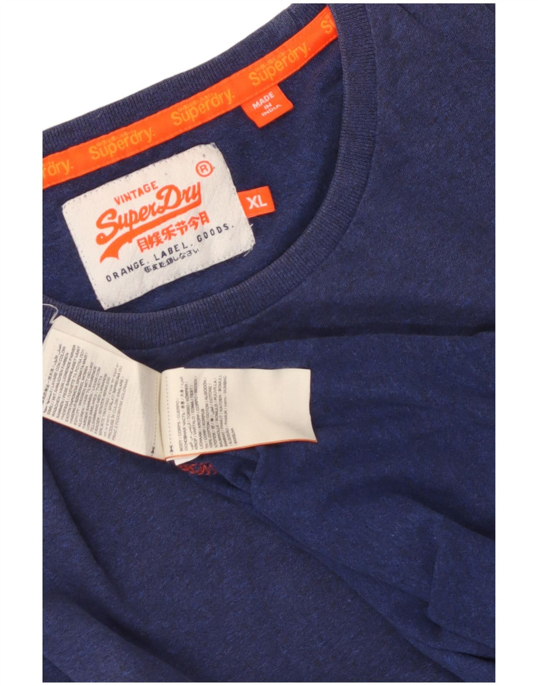 Superdry T-Shirt Homme Top XL Bleu Marine Coton