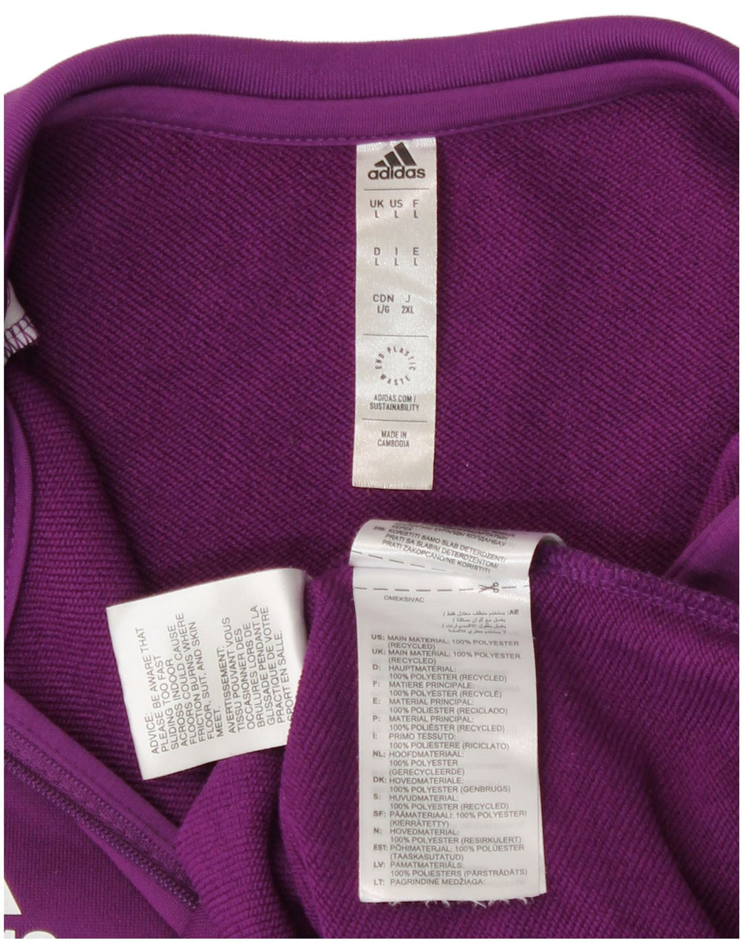 Adidas Hommes Munster Rugby Pull Survêtement Haut Large Violet Colorblock