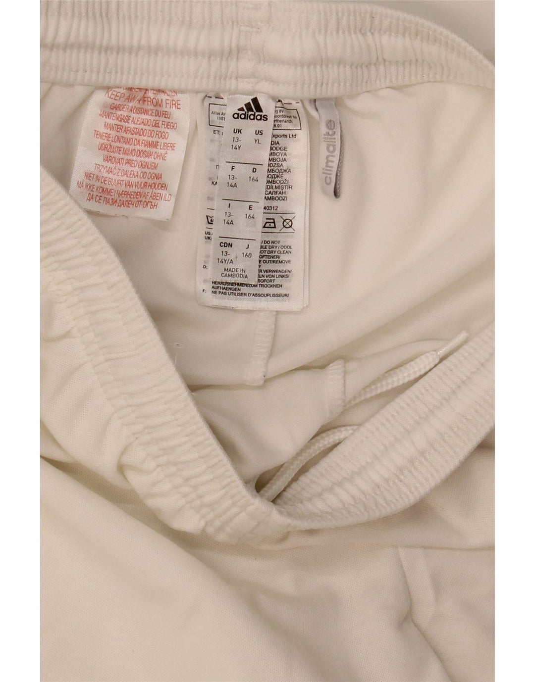Adidas Garçon Climalite Sport Short 13-14 ans Blanc Polyester