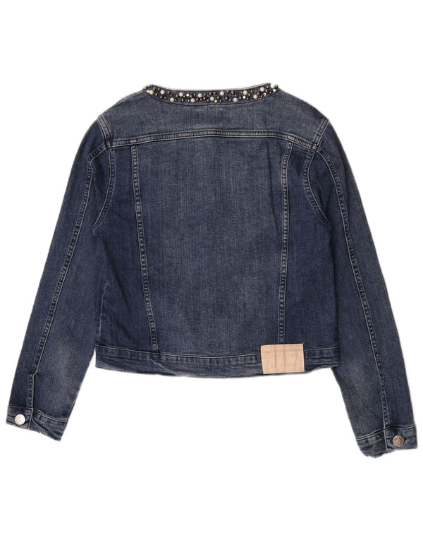 veste en denim crop femme vintage UK 18 XL coton bleu