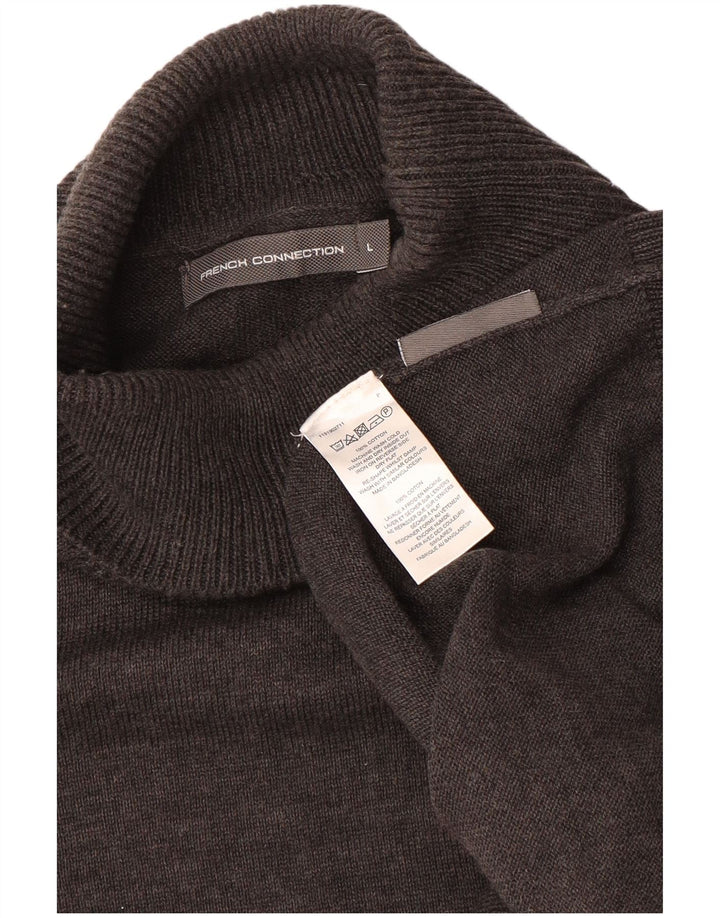 French Connection Pull Col Roulé Homme Large Marron Coton