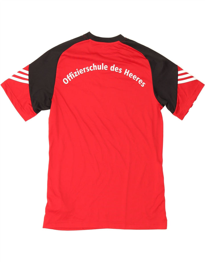 ADIDAS Mens Climalite Graphic T-Shirt Top Medium Red Colourblock Vintage Adidas and Second-Hand Adidas from Messina Hembry 