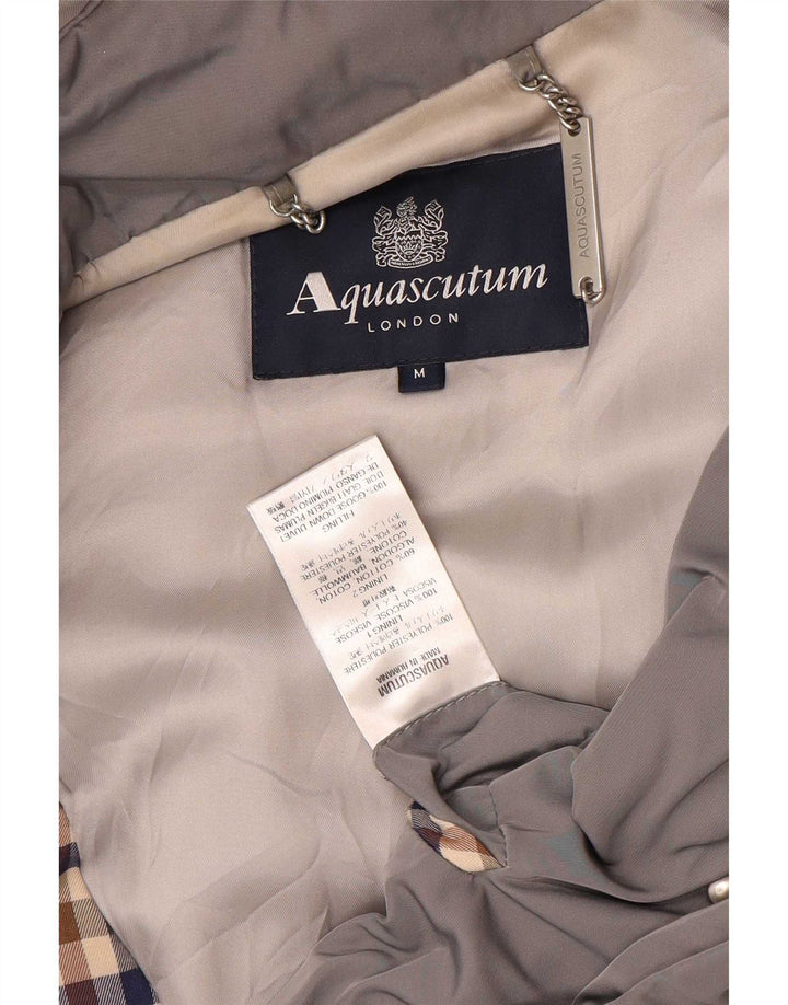 Aquascutum Manteau rembourré à capuche pour femme UK 44 Gris moyen Polyester