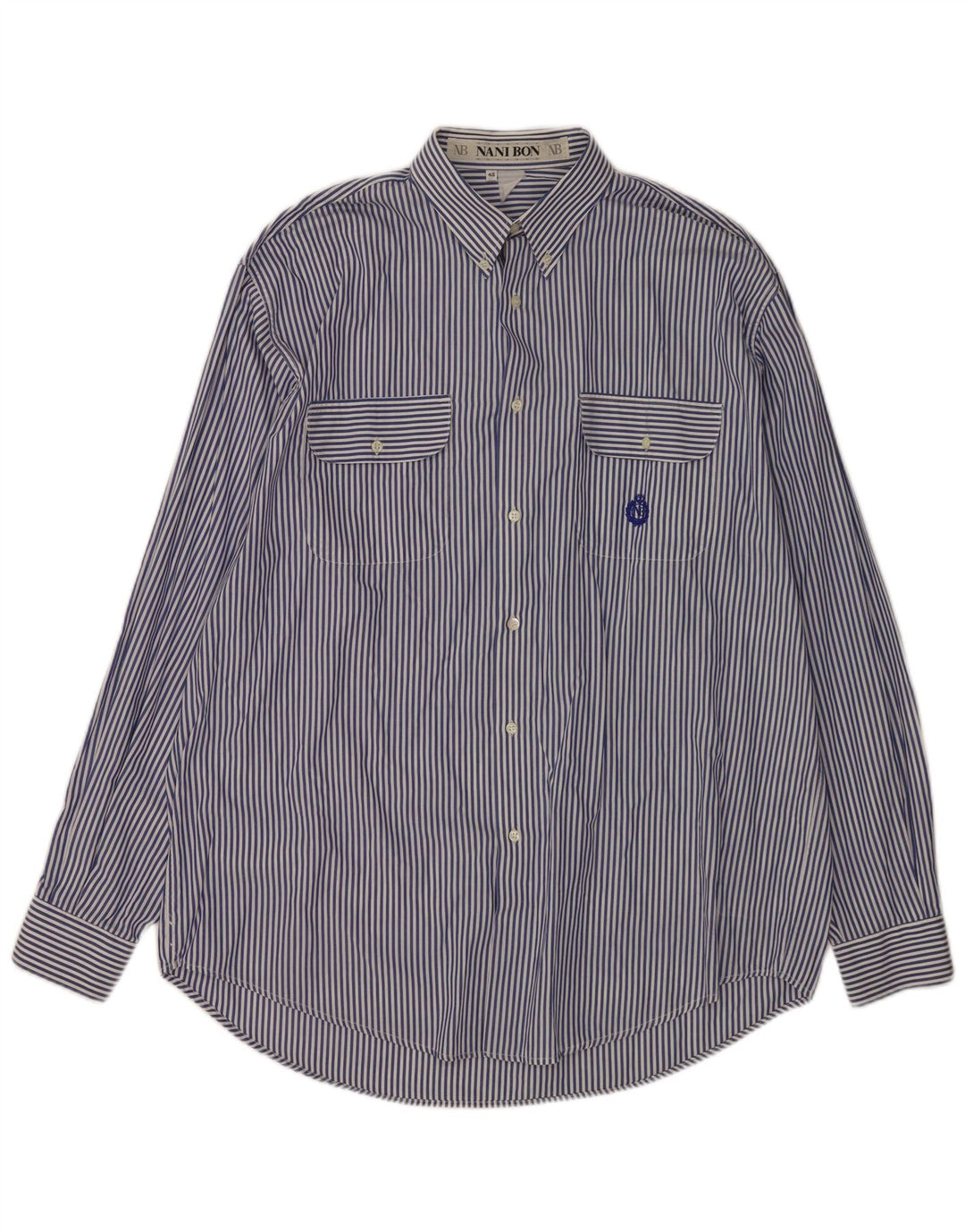NANI BON Chemise Homme Taille 42 Grande Rayure Bleue