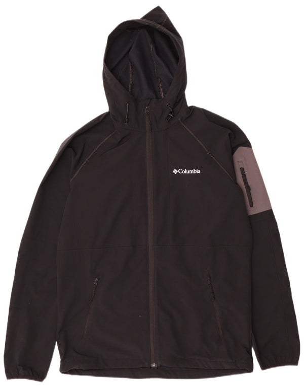 Columbia Veste de pluie à capuche pour homme UK 38 Medium Noir Polyester